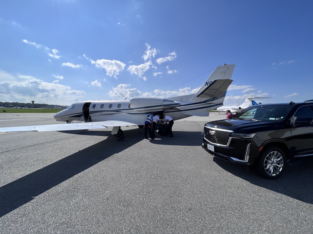 ESS tarmac transfer with private aviation